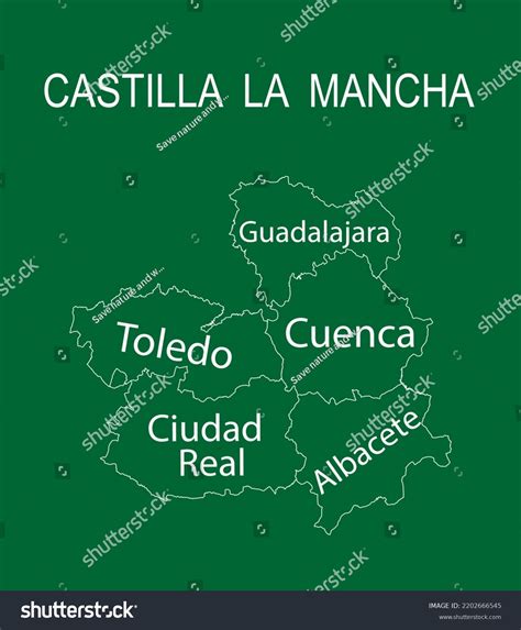 Autonomous Community Castilla La Mancha Map Stock Vector Royalty Free