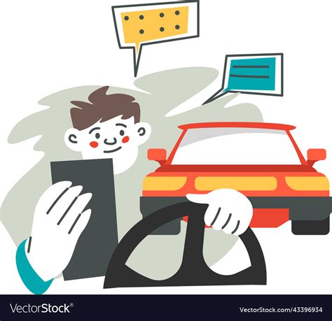 Using Phone And Talking While Driving Accident Vector Image