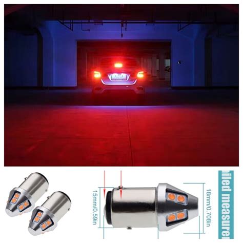 2x 3030 Led Chips 7225 Baz15d P214w Car Stop Brake Tail Light Bulb White 10 60v Ebay