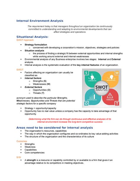 Lesson Internal Environment Analysis Internal Environment Analysis