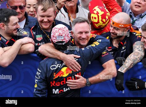 Second Placed Sergio Perez MEX Red Bull Racing Celebrates With