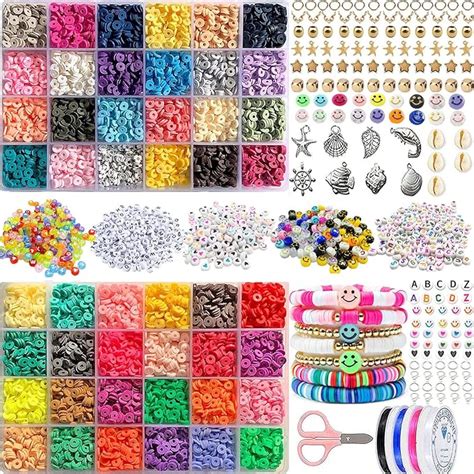 10400 Stück Perlen Set Bunte Polymer Clay Beads 48 Farben Flach Rund