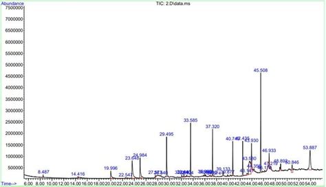 Gcms Chromatogram Of The Bioactive Compounds Present In Chloroform