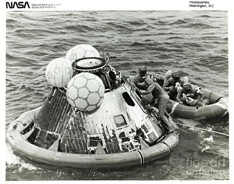 Astronauts In Lifeboat After Apollo 11 Splashdown 1969 Photograph By