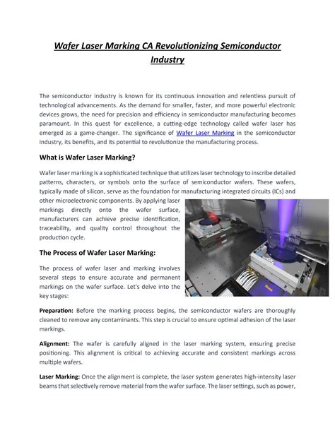 Wafer Laser Marking Ca Revolutionizing Semiconductor Industry By