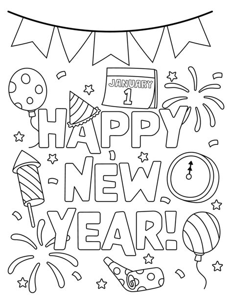 Free Happy New Year Coloring Pages For Kids