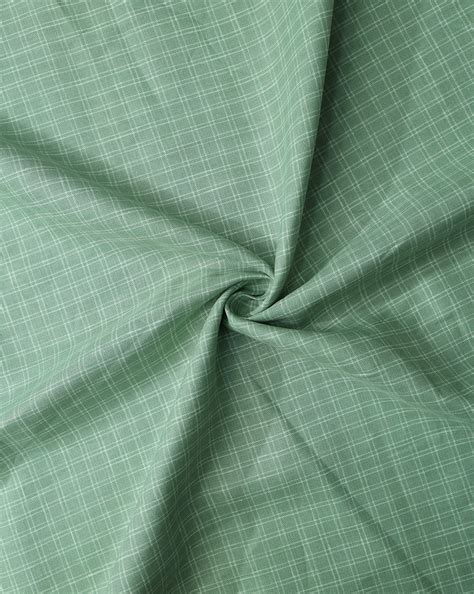 Green Checks Pattern Linen Fabric Sahni Fabs