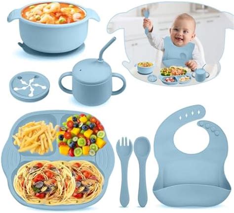 Bwaliffury Baby Geschirrset Mit Saugnapf St Ck Baby Geschirr Silikon