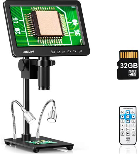 Tomlov Dm209 Microscope Numérique 1200x Microscope Hdmi 2k Avec écran Ips 7 Capteur Cmos Imx