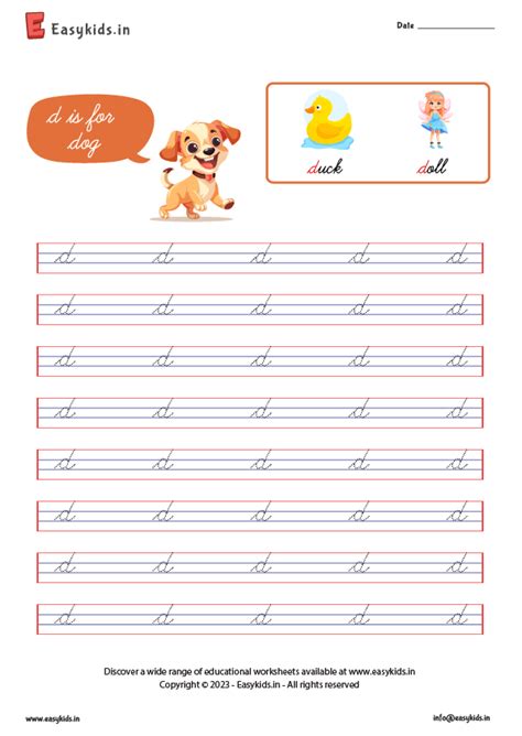 Cursive letter - d - EasyKids.in