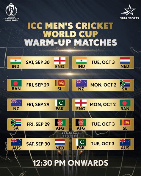 Cricket World Cup 2023 Warm Up Matches Schedule R Cricketworldcup