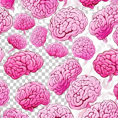 Vector Seamless Pattern Of Hand Drawn Doodle Sketch Pink Human Brain