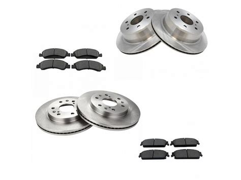 Front And Rear Ceramic Brake Pads And Rotor Kit Lug Vented Front