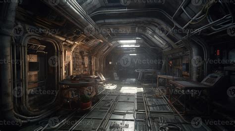 abandoned spaceship station, digital art illustration, 23433601 Stock Photo at Vecteezy