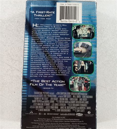 Enemy Of The State Vhs 1999 Classic Action Thriller Gene Hackman Will Smith Ebay