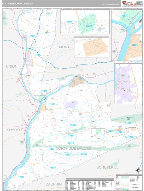 Northumberland County, PA Wall Map Premium Style by MarketMAPS ...