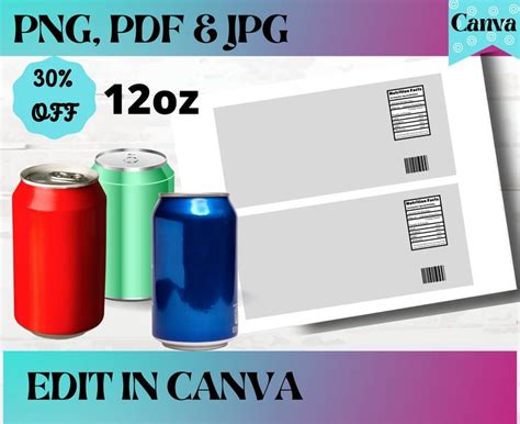 12oz Soda Can Template Soda Can Wrapper Template Chip Bag Template Digital Download Canva