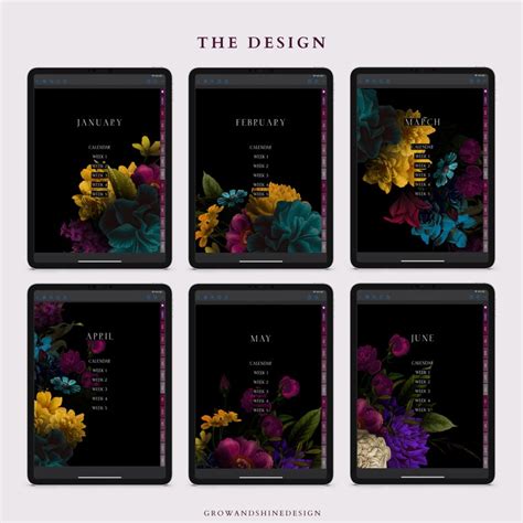 Moody Floral Digital Life Planner Dark Mode Ipad Planner Etsy