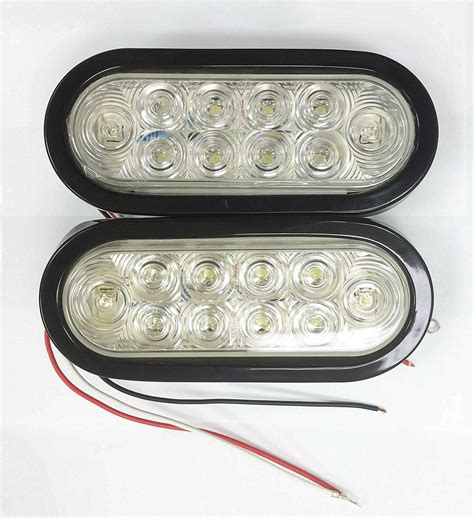 2 Whiteclear 6 Oval 10 Led Trailer Reverse Backup Light Wgrommet And Plugs