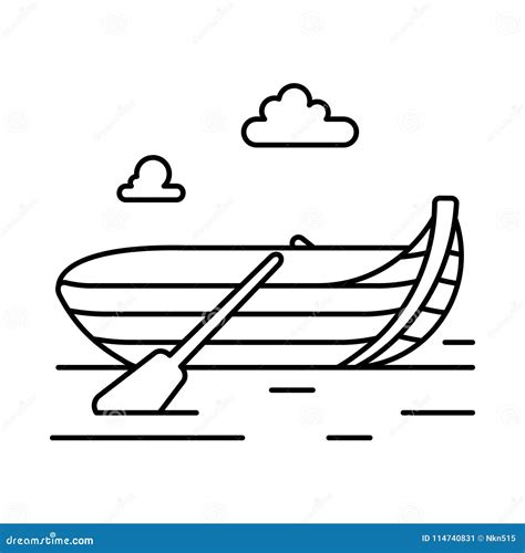 Rowing Boat Line Icon Stock Vector Illustration Of Transportation