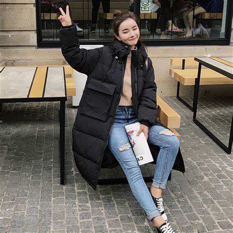 Kpop Harajuku 2018 Winter Womens Parkas Thick Warm Jacket With Long