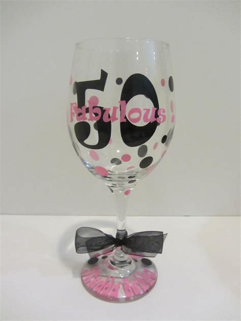 50th Birthday Extra Large Personalized Wine Glass Fabulous 50