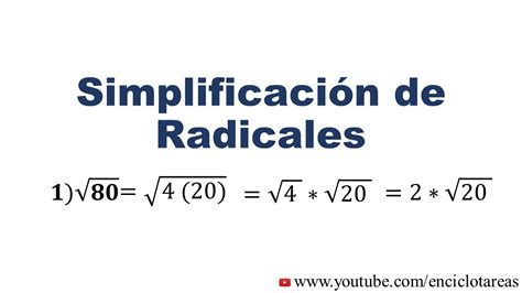 Simplificación De Radicales Youtube