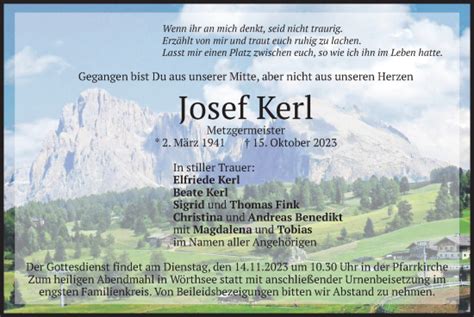 Traueranzeigen Von Josef Kerl Trauer Merkur De