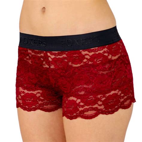 Dark Red Lace Boxers For Women Foxers Fxbxr 1901l