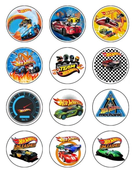 Hot Wheels Cars Cupcake Toppers Edible Icing Image Cake Decorations 12