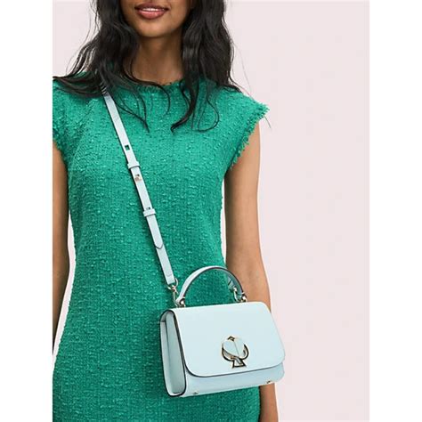 In Stock Kate Spade Nicola Twistlock Small Top Handle Bag Cloud Mist Womens Fashion Bags