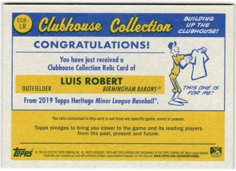 2019 Topps Heritage Minor League Edition Clubhouse Collection Relics