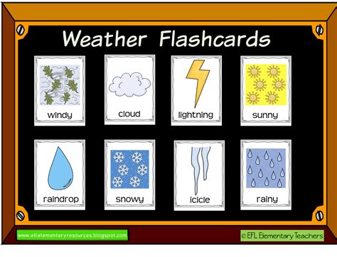 Efl Elementary Teachers Weather Flashcards Activities For Esl Efl Learners