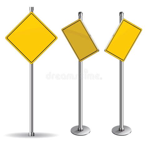 Blank Yellow Road Sign On White Background Stock Vector Illustration