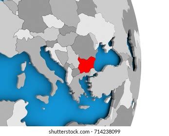 Bulgaria Red On Model Political Globe Stock Illustration 714238099