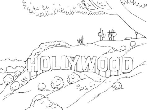 Hollywood Sign Drawing Black And White