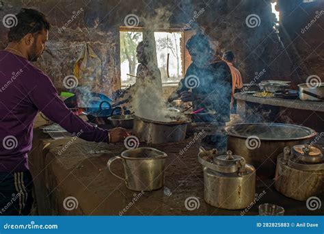 Kitchen Of Traditional Indian Roadside Food Joint Dhaba Editorial