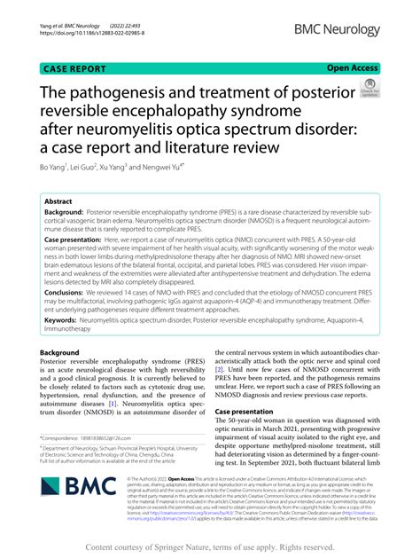 Pdf The Pathogenesis And Treatment Of Posterior Reversible