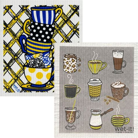 Amazon Wet It Swedish Dishcloth Set Of Coffee Drinks And