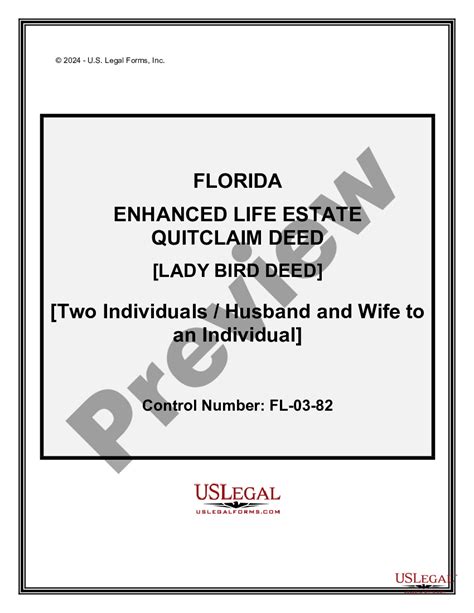 Florida Enhanced Life Estate Or Lady Bird Deed Quitclaim Lady Bird