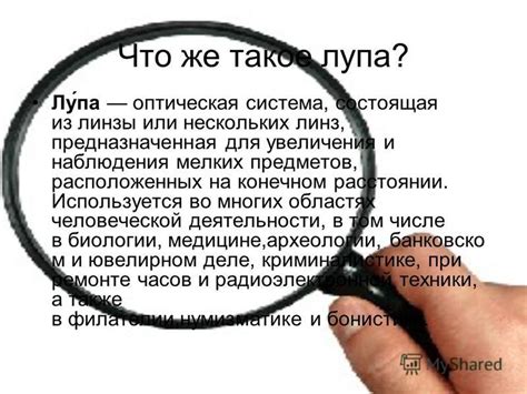 Презентация на тему: "Лупа. Подготовила: Королькова Анна. Что же такое ...