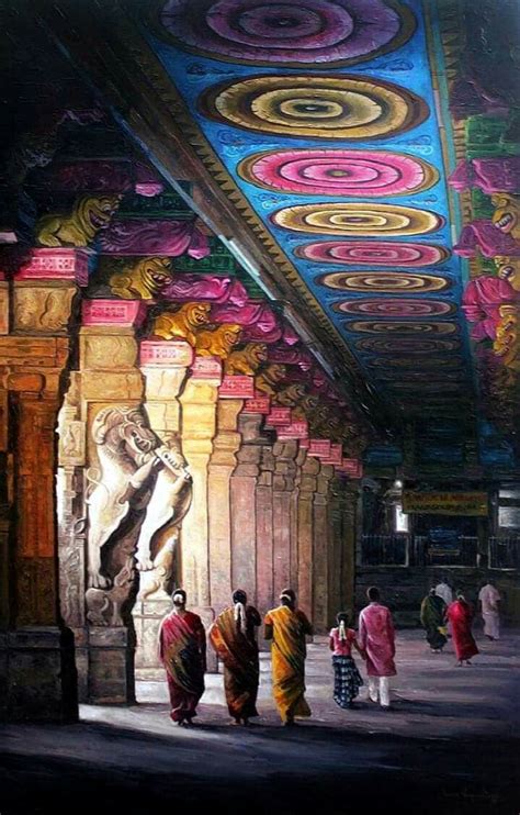 Madurai Meenakshi Temple | Temple art, India painting, Art painting gallery