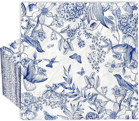 Amazon Anydesign Pack Blue White Floral Luncheon Napkins