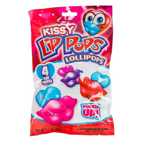 Flix Candy 1 Bag Kissy Lip Pops 4 Mini Packs Valentines Day