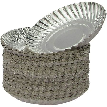 Yashvin Disposable Silver Paper Plate Medium Inches Pack Of