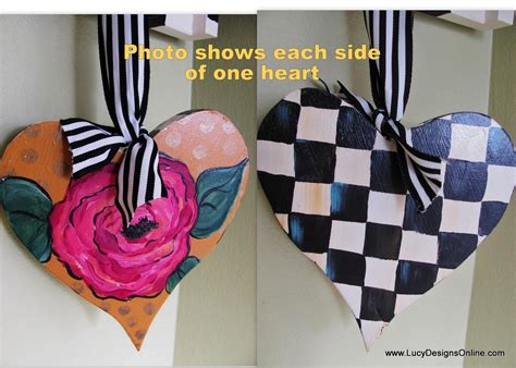 Hand Painted Decor Painted Wooden Hearts Heart Ornament