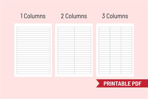 Printable Blank Columns Charts With Header One Two Three Etsy Hot Sex Picture