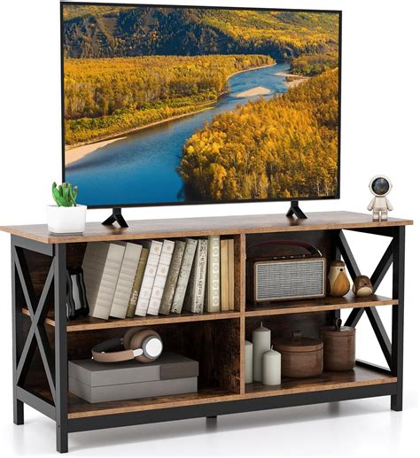 Tangkula Tv Stand For Tvs Up To Inches Farmhouse Entertainment