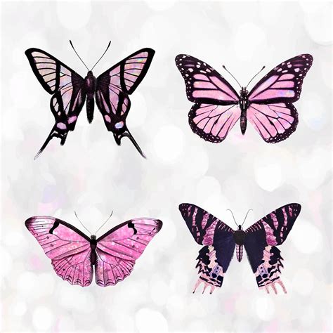 Pink Holographic And Glittery Butterfly Premium Psd Rawpixel