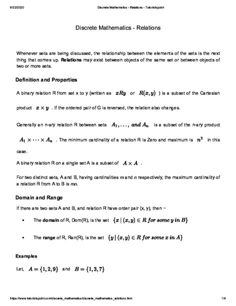 Pdf Discrete Mathematics Relations Discrete Mathematics Relations